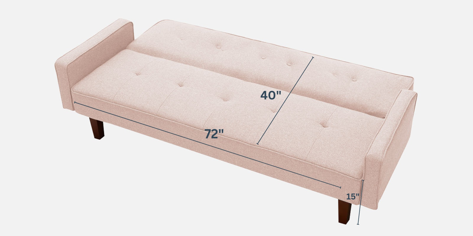 Nebia 3 Seater Convertible Fabric Sofa Cum Bed - Woom Beige Dimension - Febonic Living