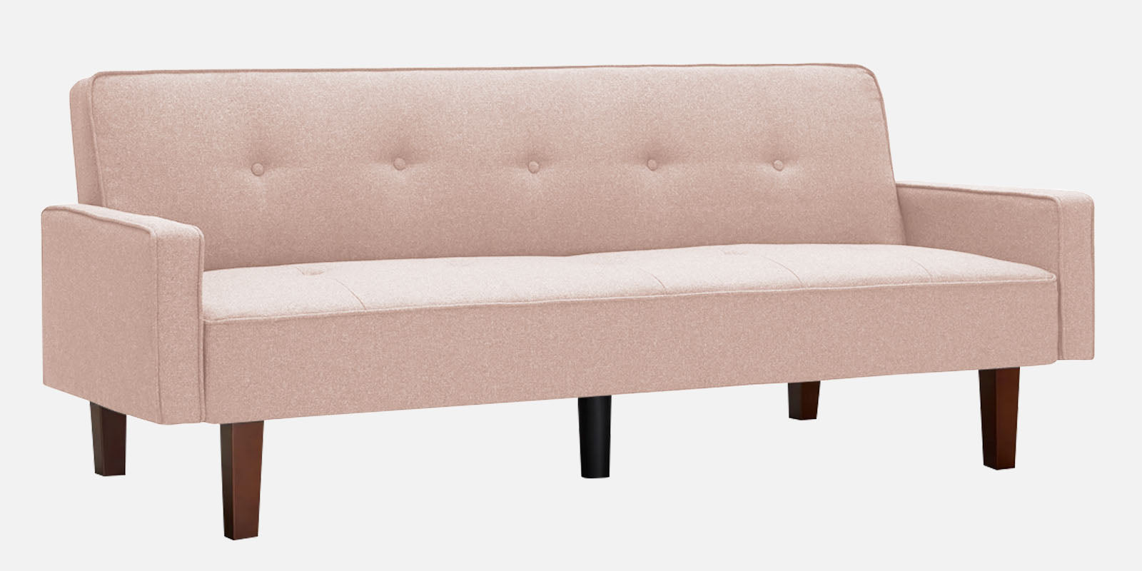Nebia 3 Seater Convertible Cum Bed Fabric Sofa - Woom Beige Front view - Febonic Living