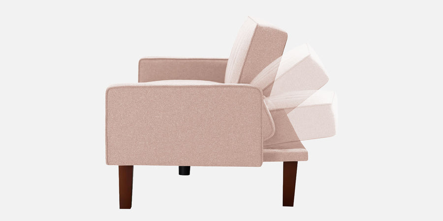 Nebia 3 Seater Convertible Cum Bed Fabric Sofa - Woom Beige Side view - Febonic Living