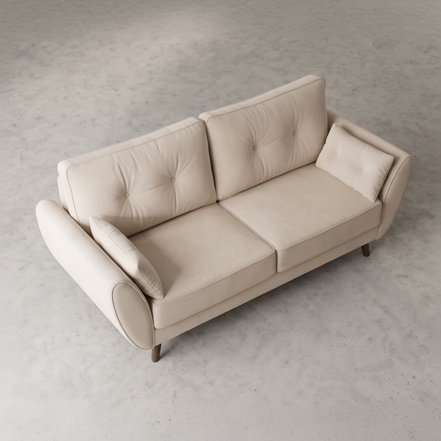 Nesmar 3 Seater Velvet Sofa - Warm White