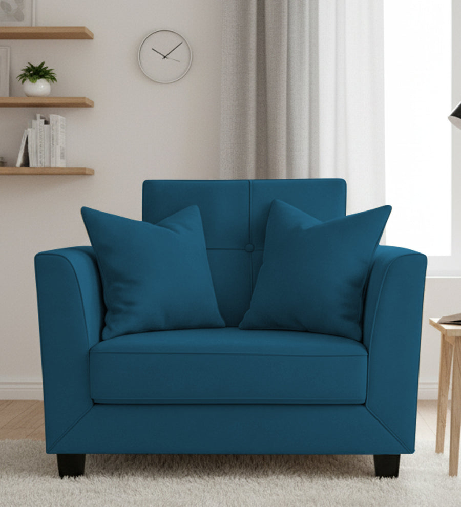 Nestin  1 Seater Velvet Sofa - Azura Blue by Febonic Living
