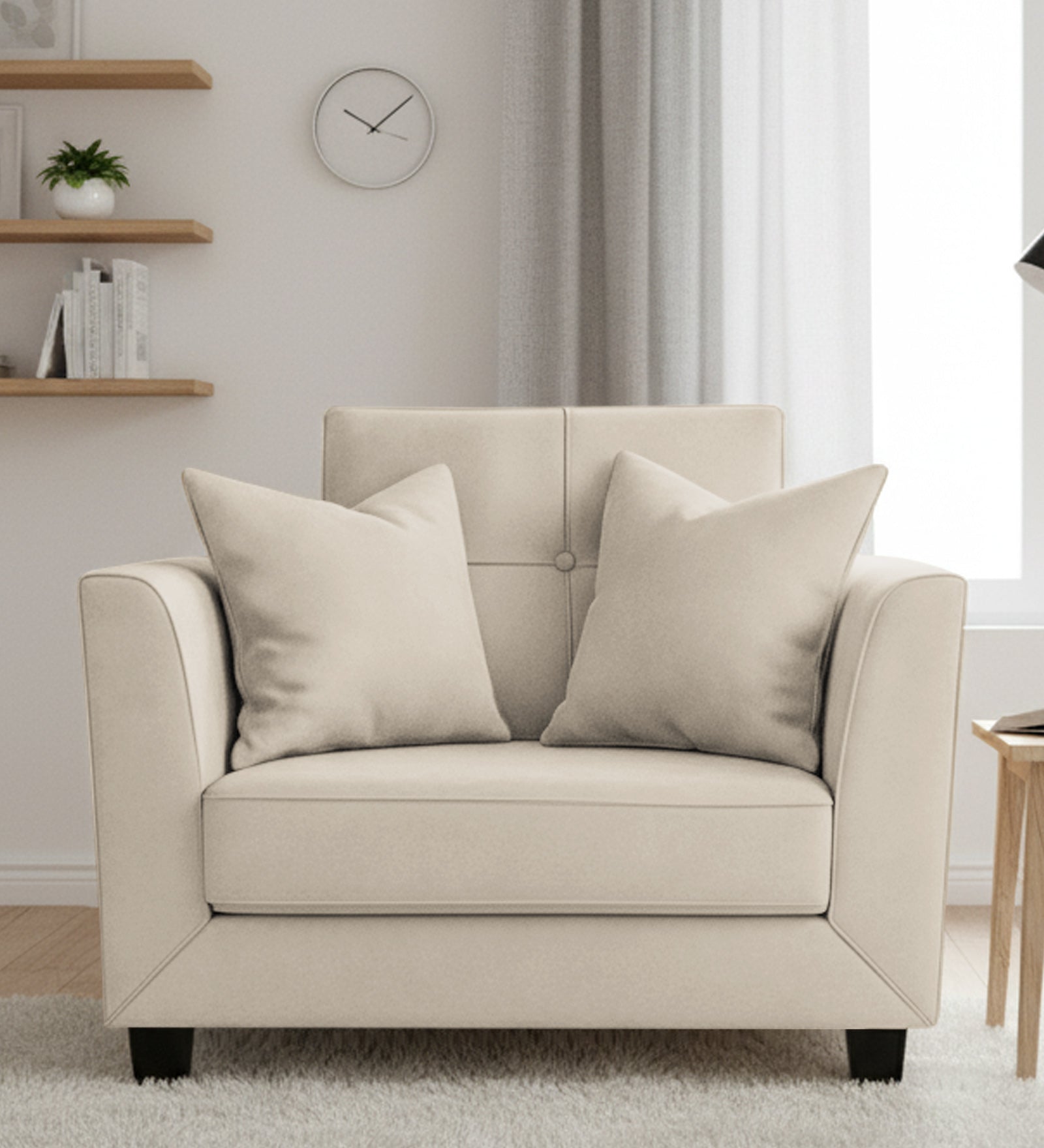 Nestin Velvet 1 Seater Sofa In Camel Beige Colour