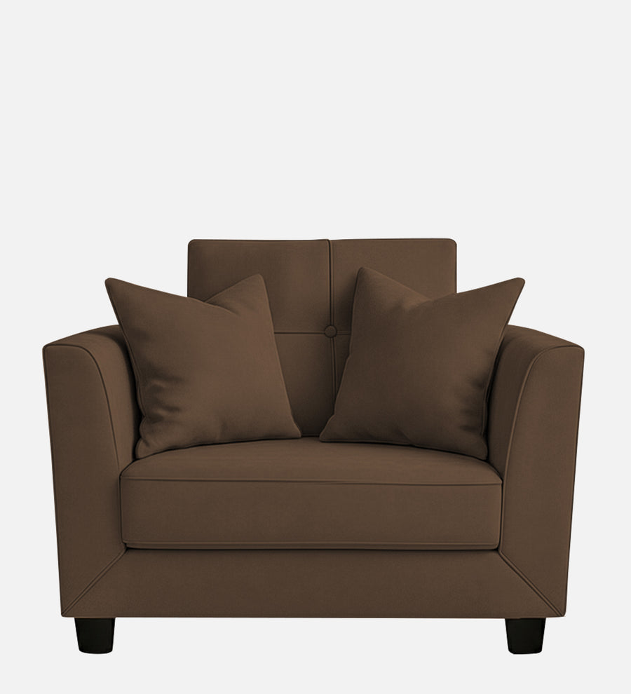 Nestin Velvet 1 Seater Sofa In Mocha Brown Colour - Febonic Living