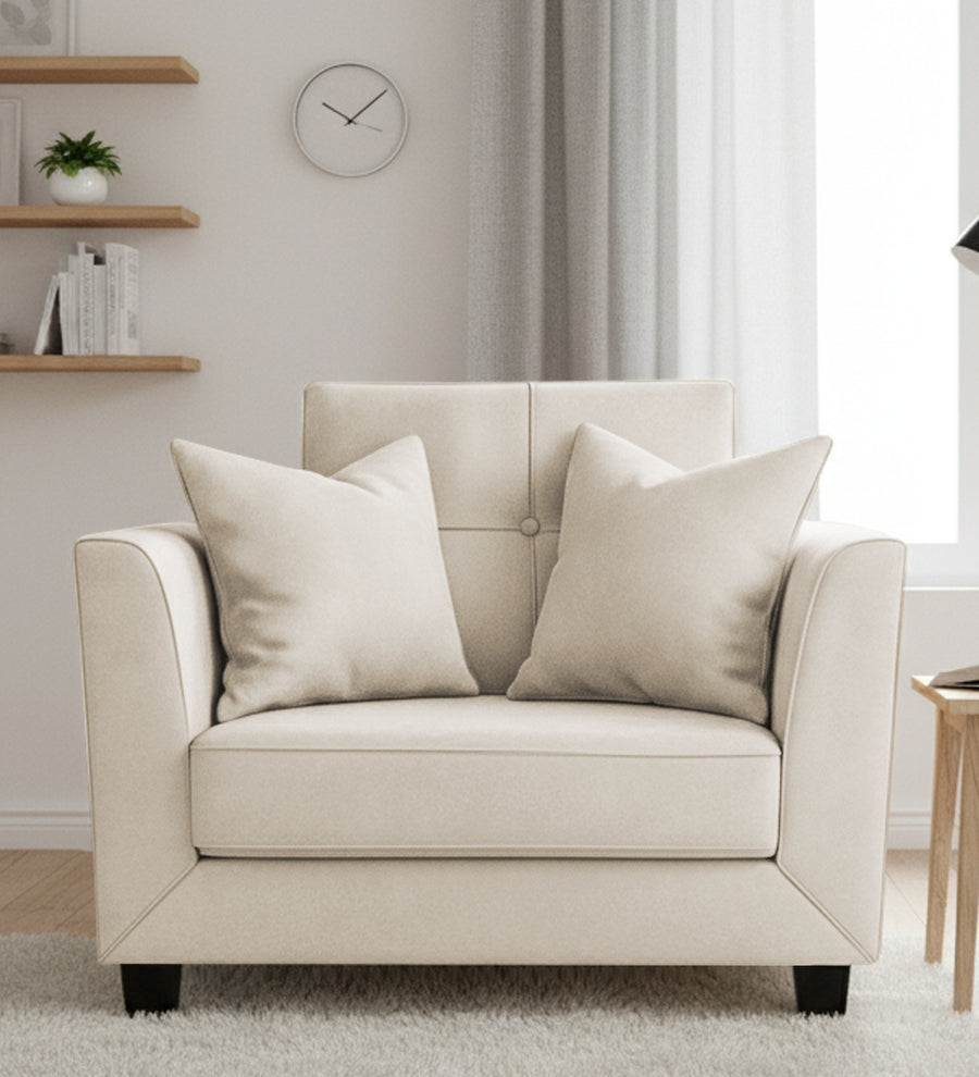Nestin  1 Seater Velvet Sofa - Warm White by Febonic Living