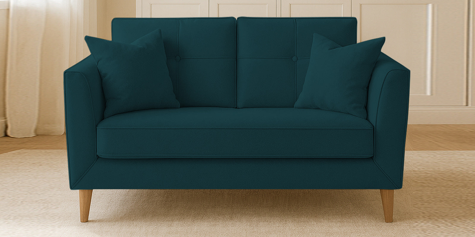 Nestin Velvet 2 Seater Sofa In Arabian Green Colour
