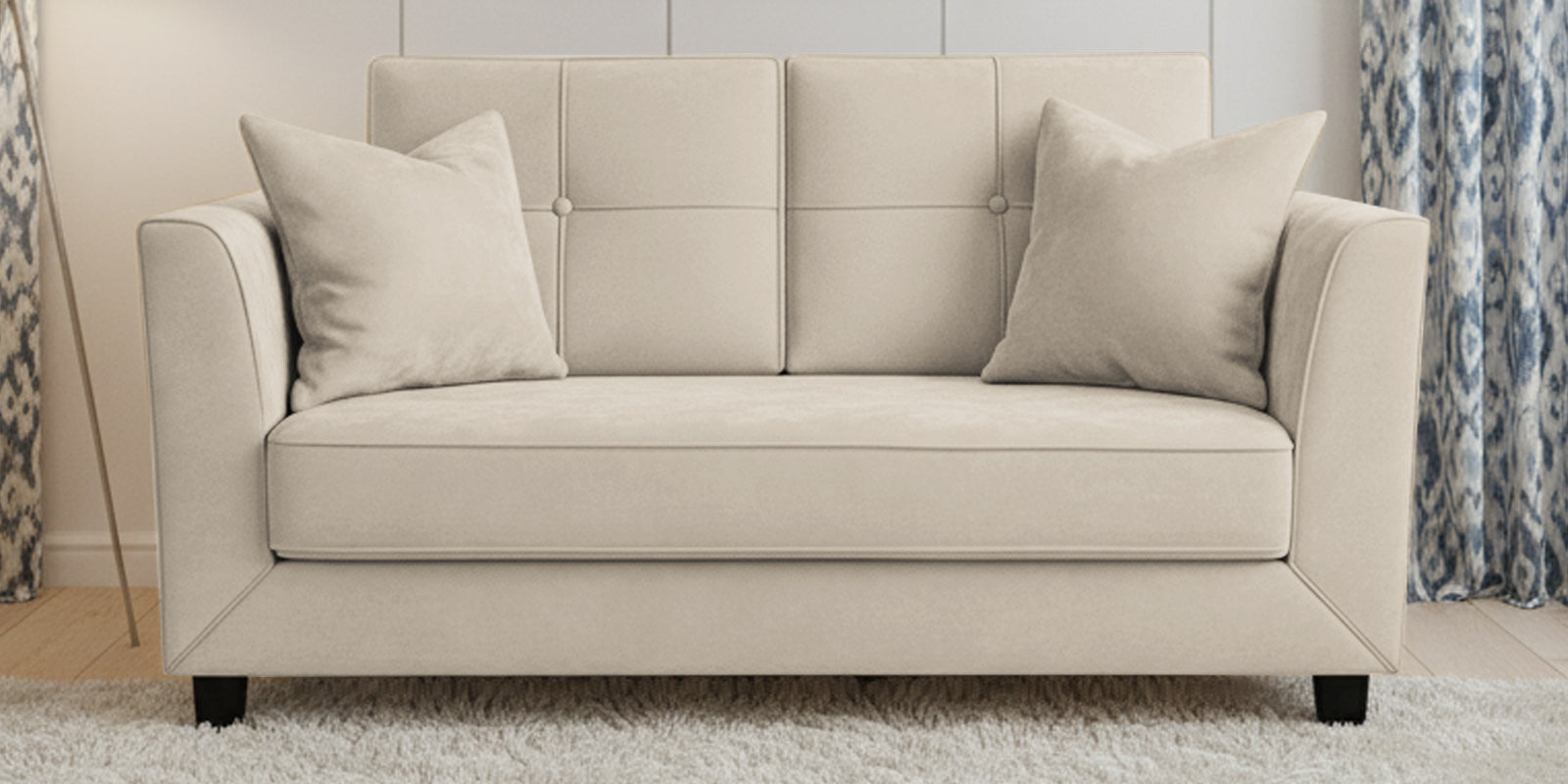 Nestin Velvet 2 Seater Sofa In Camel Beige Colour