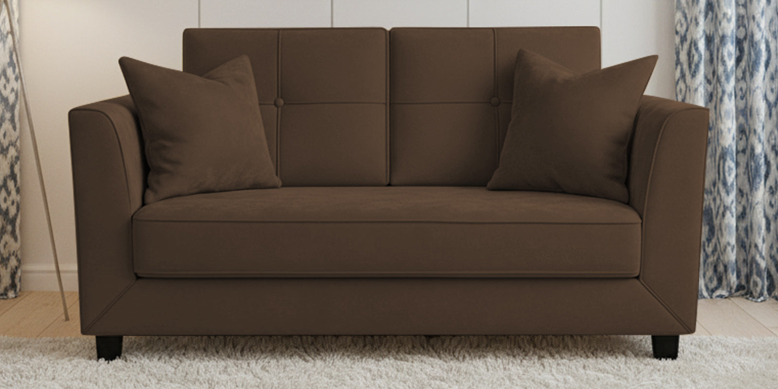 Nestin Velvet 2 Seater Sofa In Mocha Brown Colour - Febonic Living