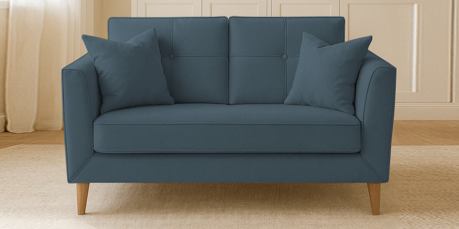 Nestin Velvet 2 Seater Sofa In Oxford Blue Colour