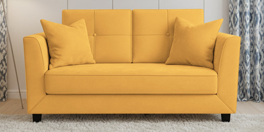 Nestin Velvet 2 Seater Sofa In Turmeric Yellow Colour - Febonic Living