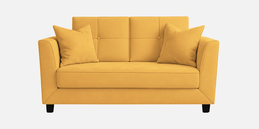 Nestin Velvet 2 Seater Sofa In Turmeric Yellow Colour - Febonic Living