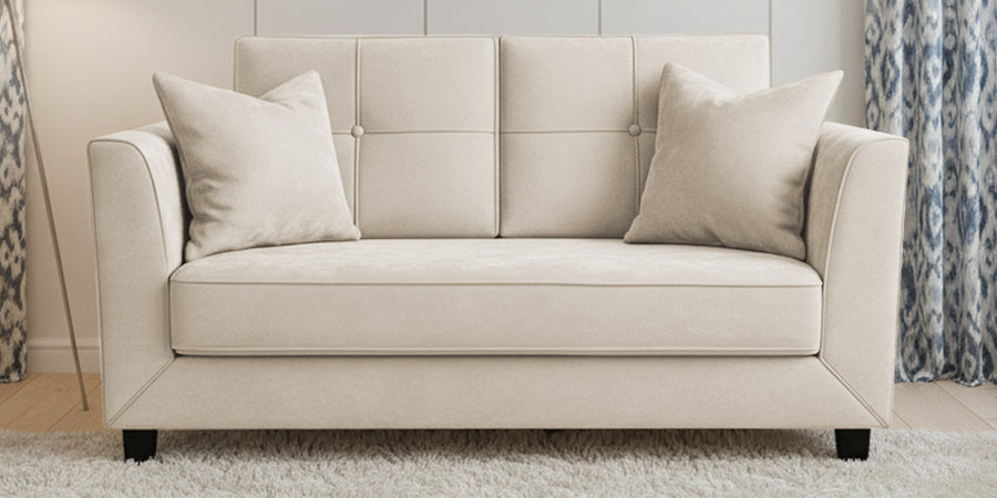Nestin Velvet 2 Seater Sofa In Warm White Colour - Febonic Living
