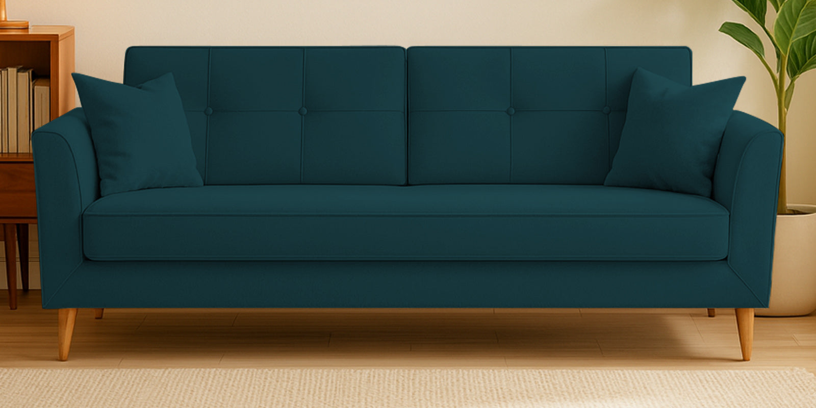 Nestin Velvet 3 Seater Sofa In Arabian Green Colour