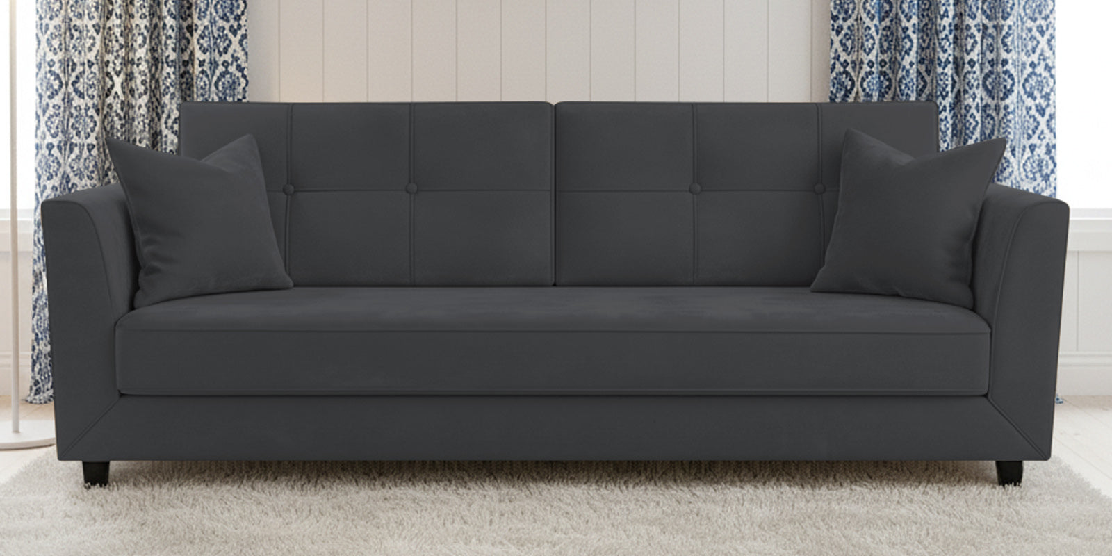 Nestin Velvet 3 Seater Sofa In Davy Grey Colour - Febonic Living