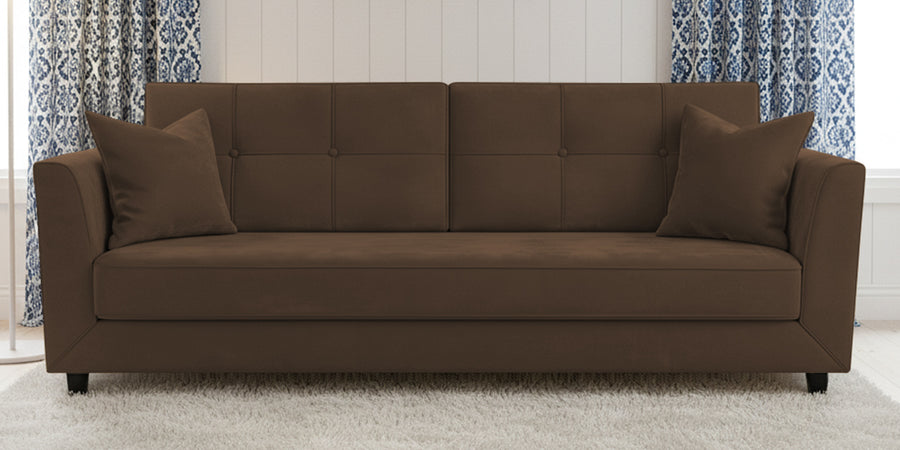 Nestin Velvet 3 Seater Sofa In Mocha Brown Colour - Febonic Living