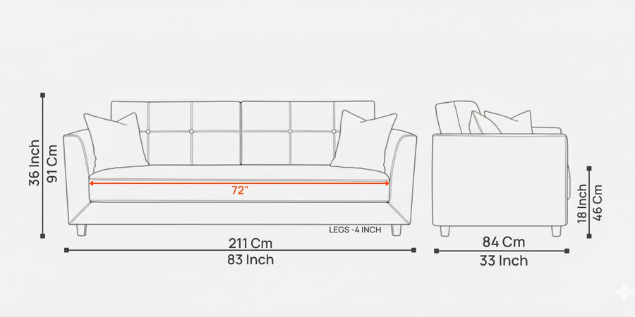 Nestin Velvet 3 Seater Sofa In Turmeric Yellow Colour - Febonic Living