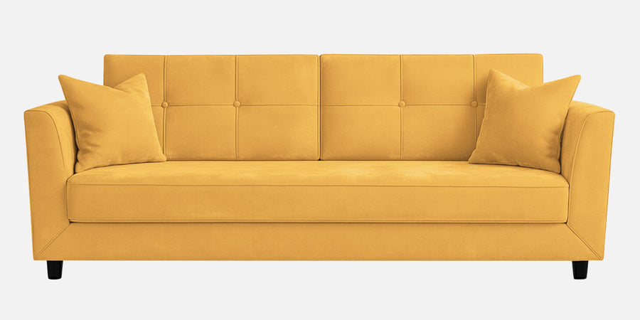 Nestin Velvet 3 Seater Sofa In Turmeric Yellow Colour - Febonic Living