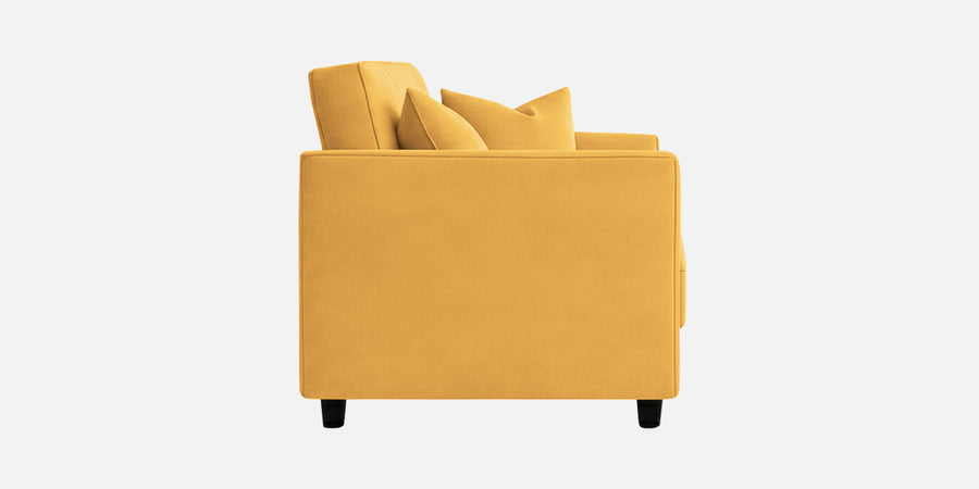 Nestin Velvet 3 Seater Sofa In Turmeric Yellow Colour - Febonic Living