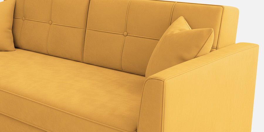 Nestin Velvet 3 Seater Sofa In Turmeric Yellow Colour - Febonic Living