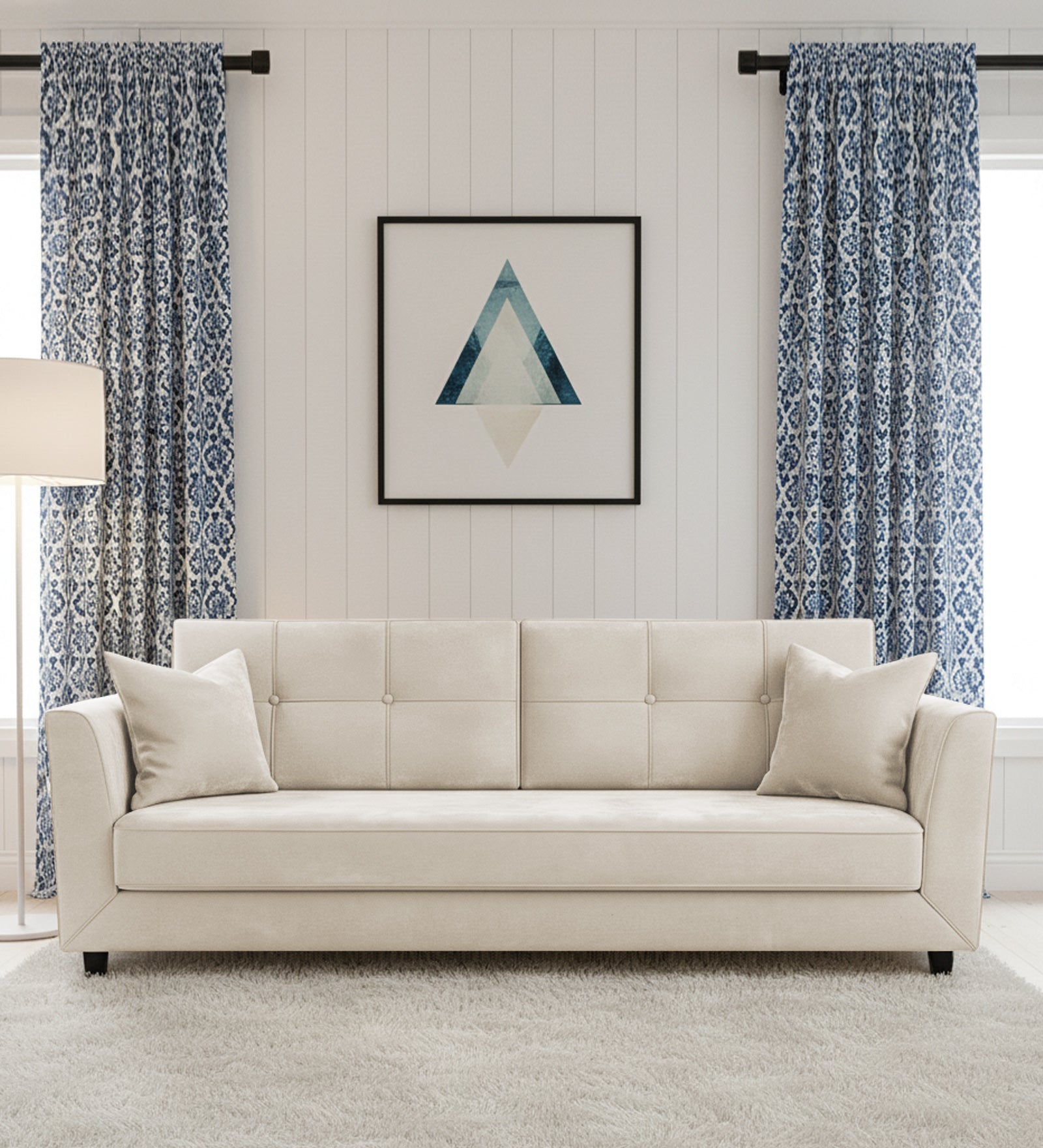 Nestin 3 Seater Velvet Sofa - Warm White by Febonic Living