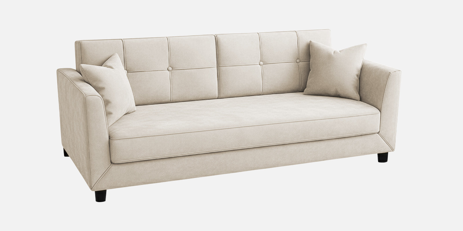 Nestin Velvet 3 Seater Sofa In Warm White Colour - Febonic Living