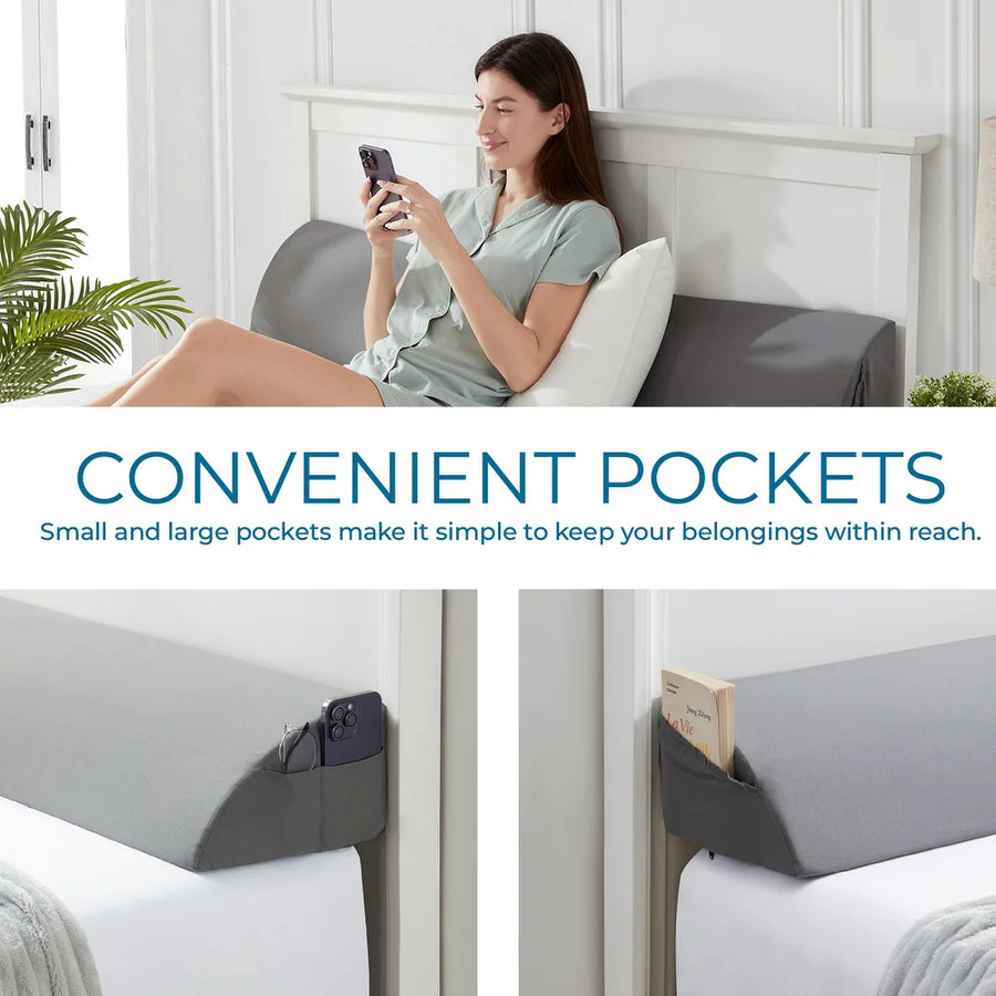 Marjo Bed Rest Wegde Gap Pillow With Pockets - Febonic Living