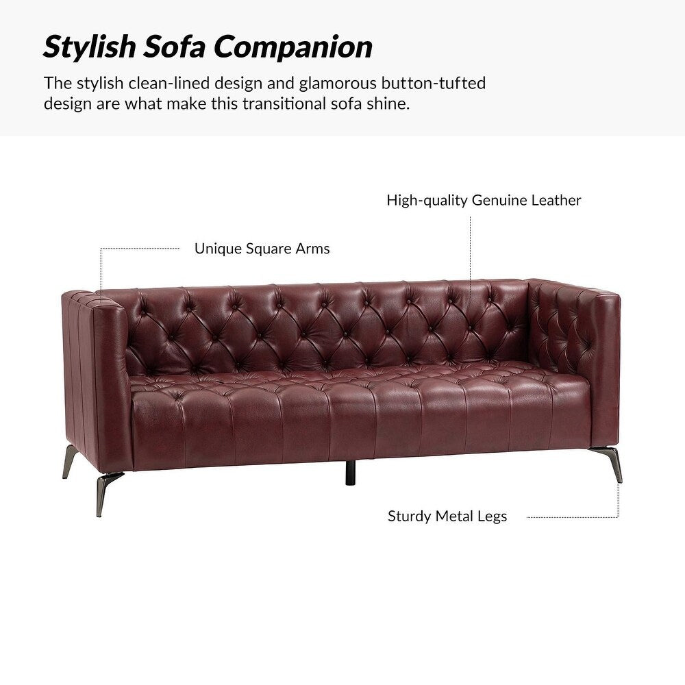 Nestor Leatherette 3 Seater Sofa In Wine Brown Colour - Febonic Living