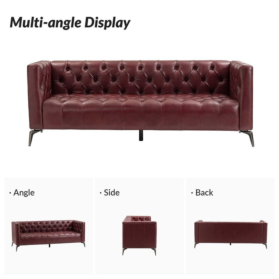 Nestor Leatherette 3 Seater Sofa In Wine Brown Colour - Febonic Living