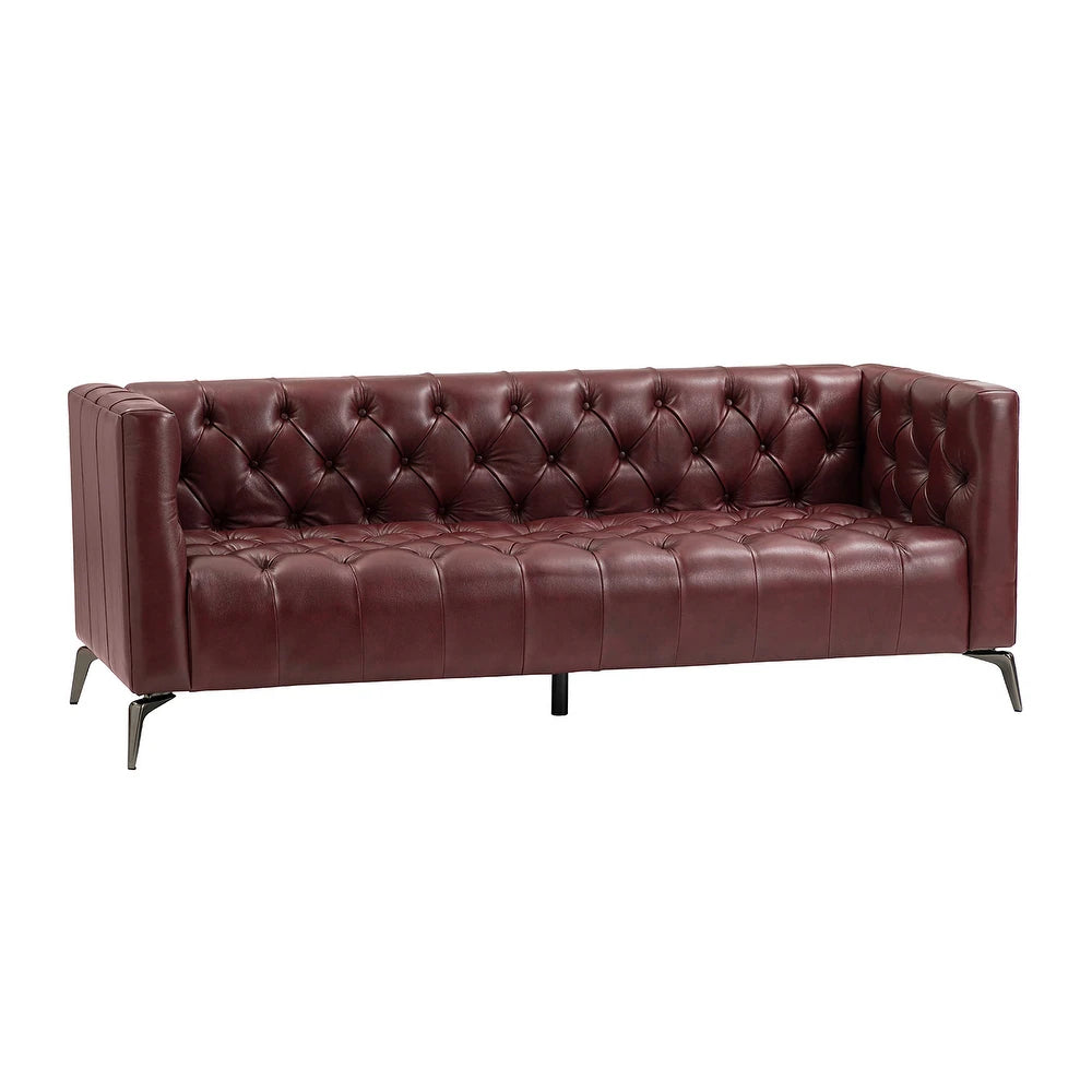 Nestor Leatherette 3 Seater Sofa In Wine Brown Colour - Febonic Living