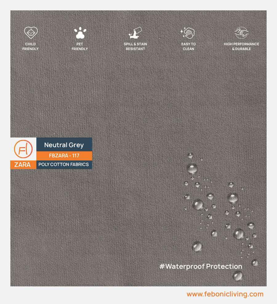 Velvet Zara Water Proof Fabric Neutral Grey 117 Code by Febonic Living