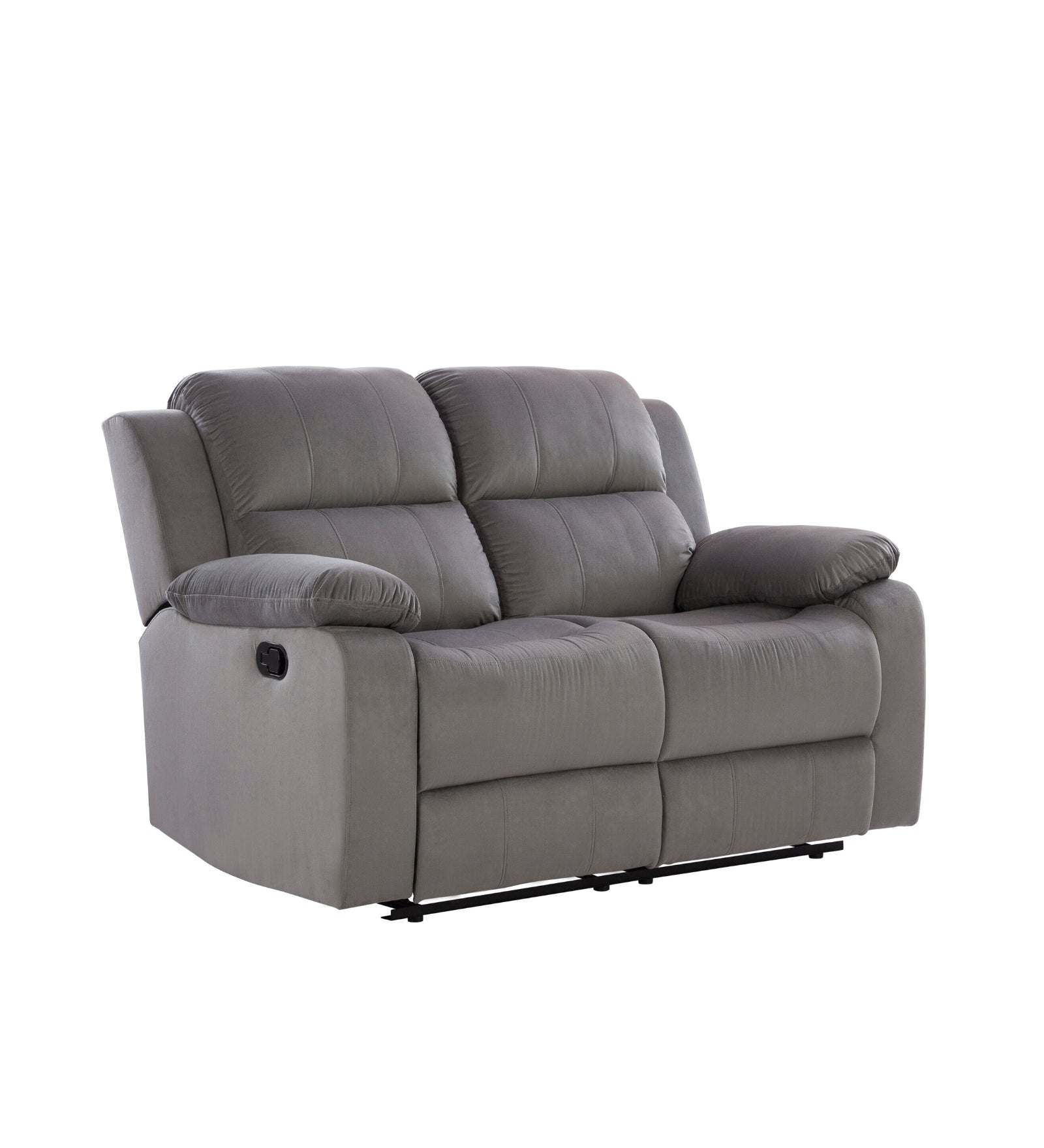 Newton 2 Seater Motorized Velvet Recliner - Concrete Grey - Slant View by Febonic Living