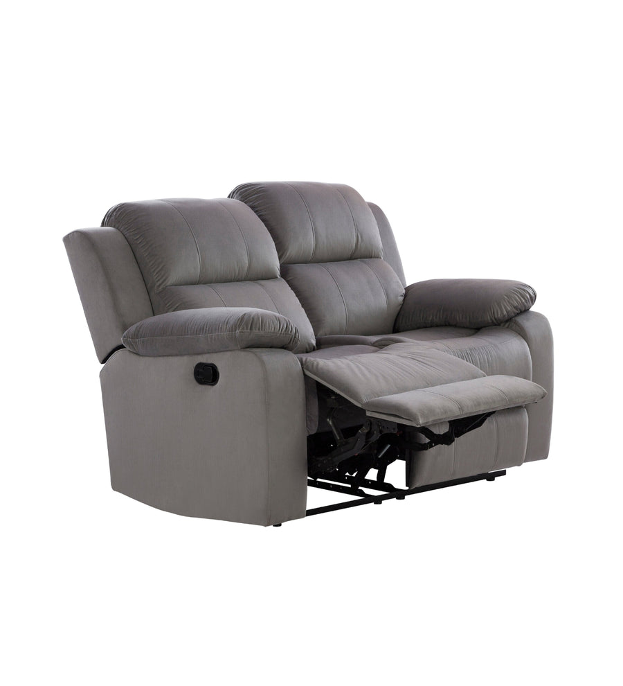 Newton 2 Seater Motorized Velvet Recliner - Concrete Grey - 1 Reclined View by Febonic Living