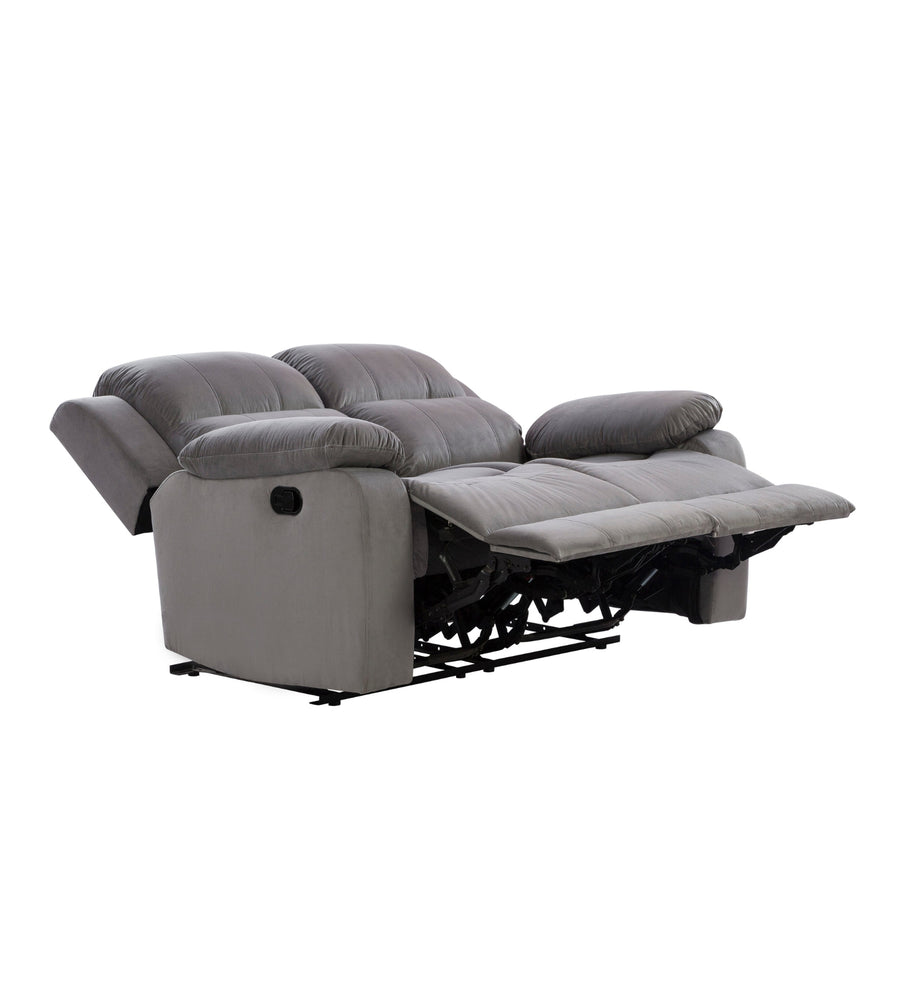 Newton 2 Seater Motorized Velvet Recliner - Concrete Grey - Reclined View by Febonic Living
