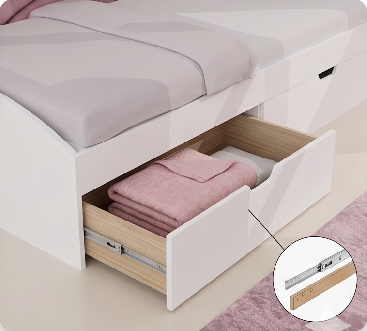 Nico Velvet Single Size Bed -  Blush Pink