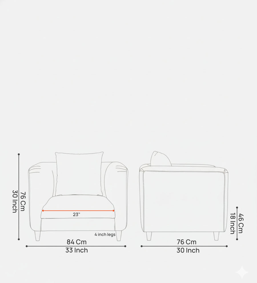 Niki Fabric 1 Seater Sofa In Sea Green Colour - Febonic Living