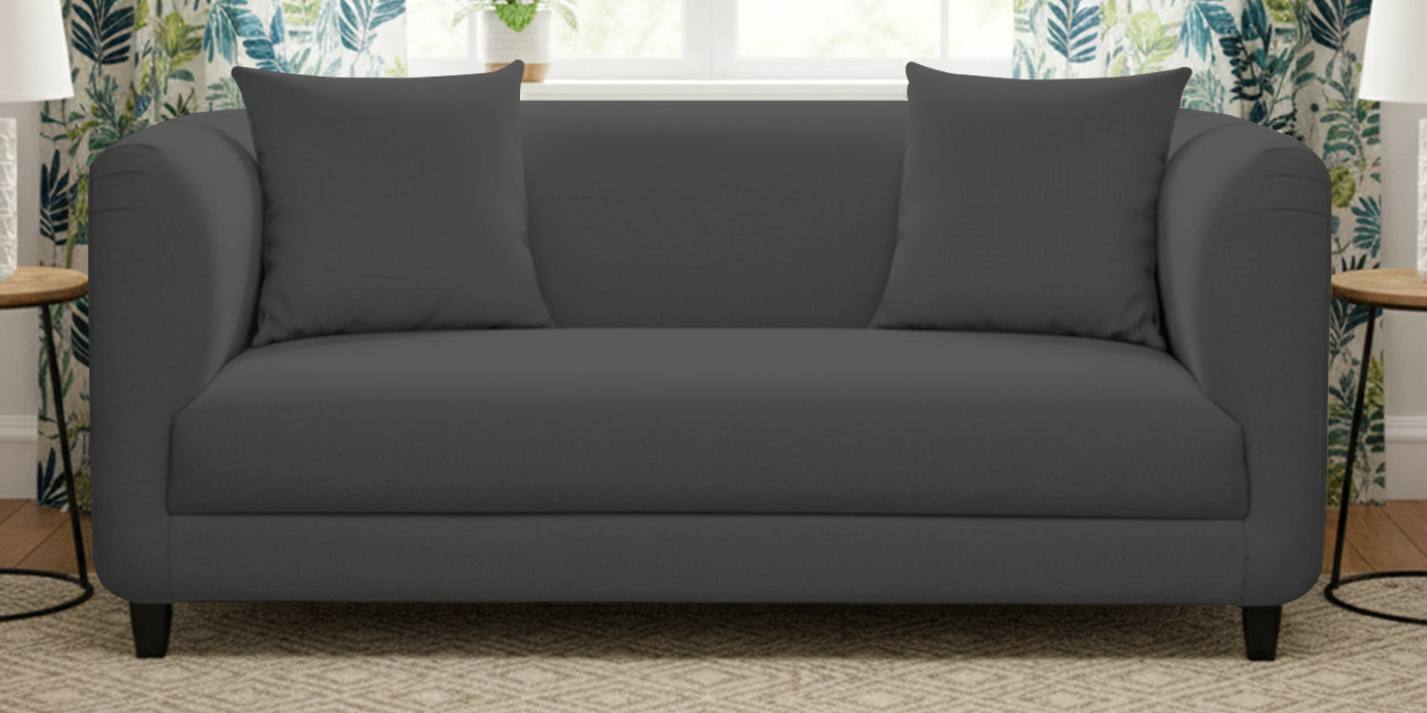 Niki Fabric 2 Seater Sofa In Charcoal Grey Colour - Febonic Living