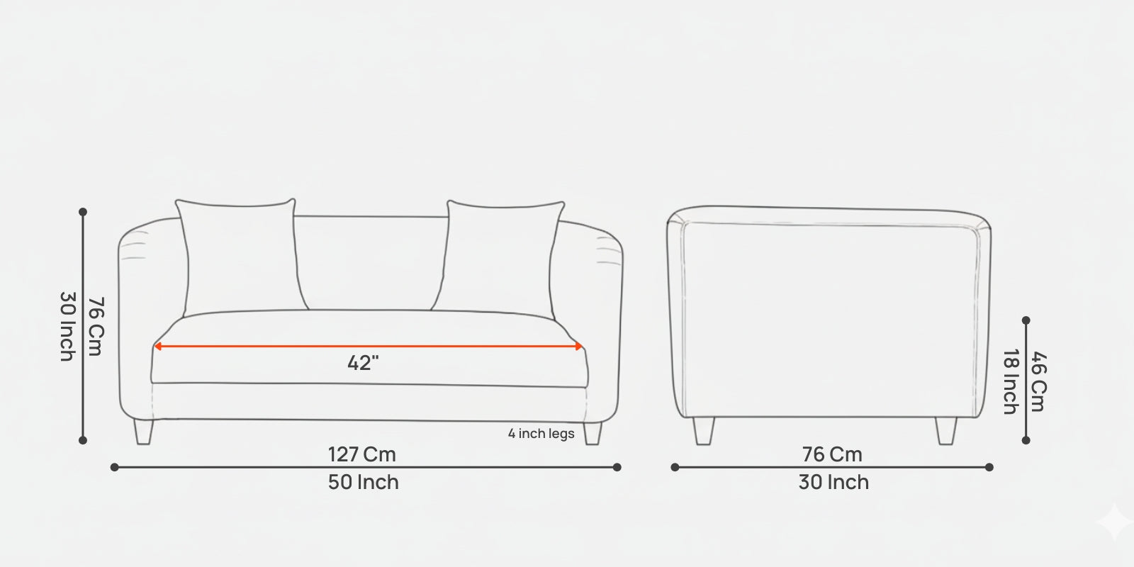 Niki Fabric 2 Seater Sofa In Ivory Cream Colour