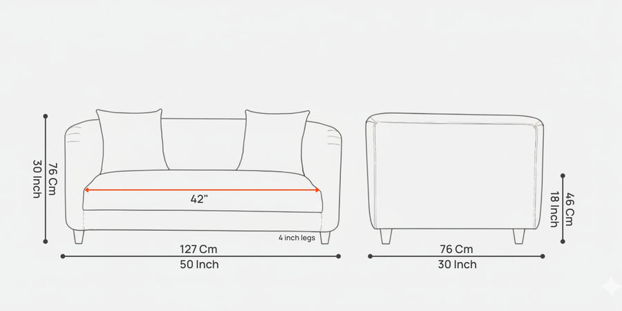 Niki Fabric 2 Seater Sofa In Sea Green Colour - Febonic Living