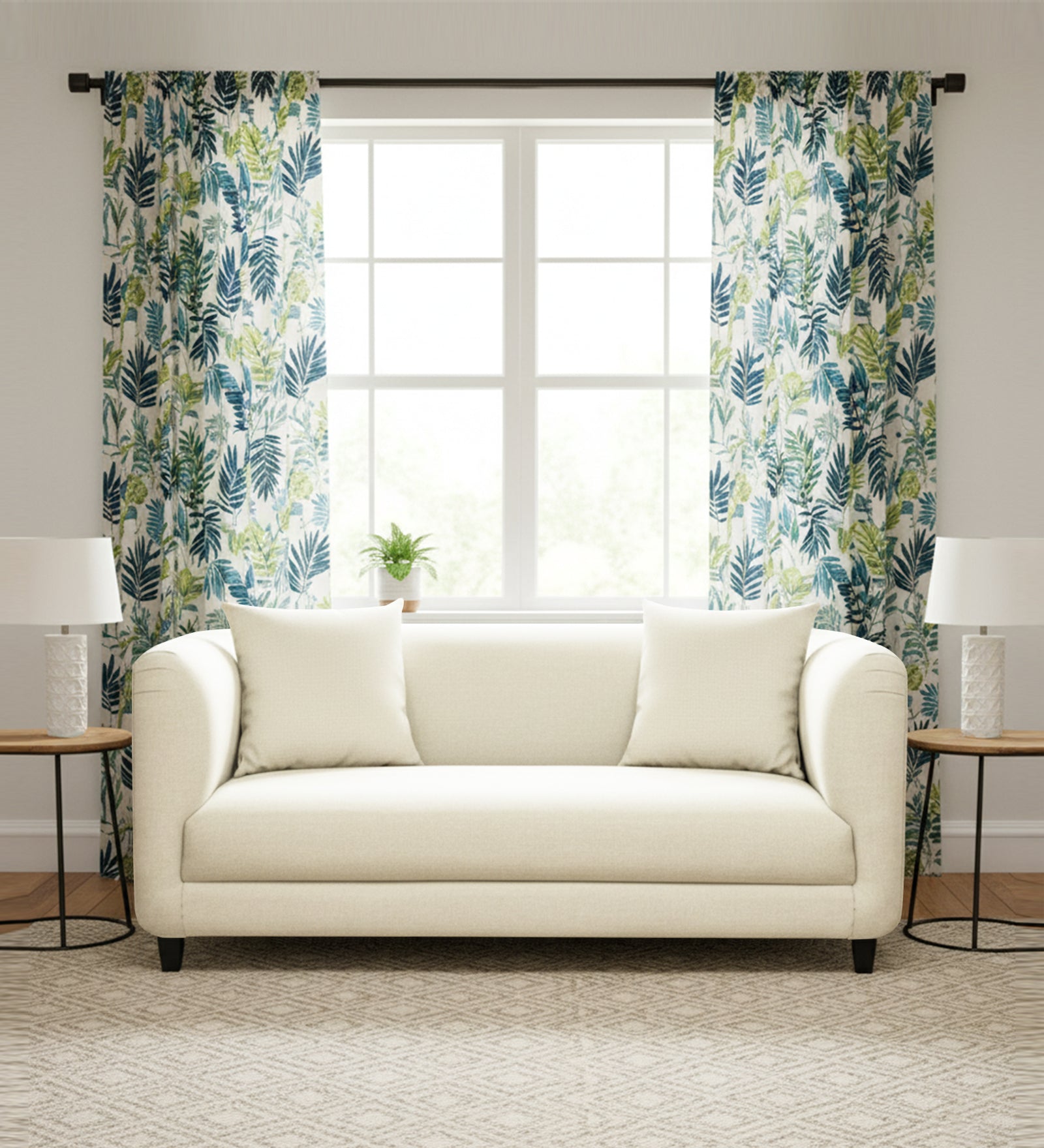 Niki Fabric 2 Seater Sofa In Ivory Cream Colour