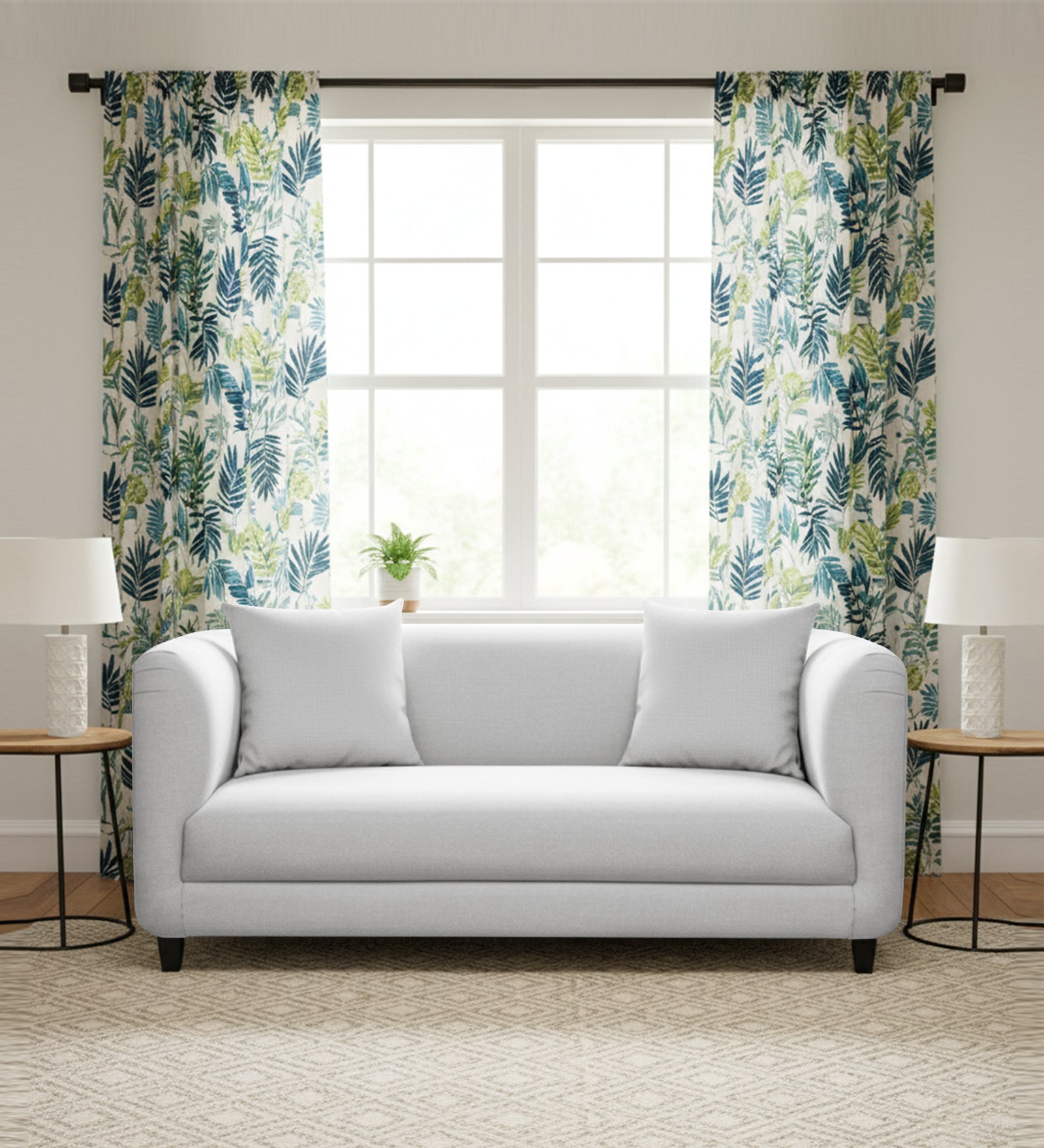 Niki Fabric 2 Seater Sofa In Lit Grey Colour