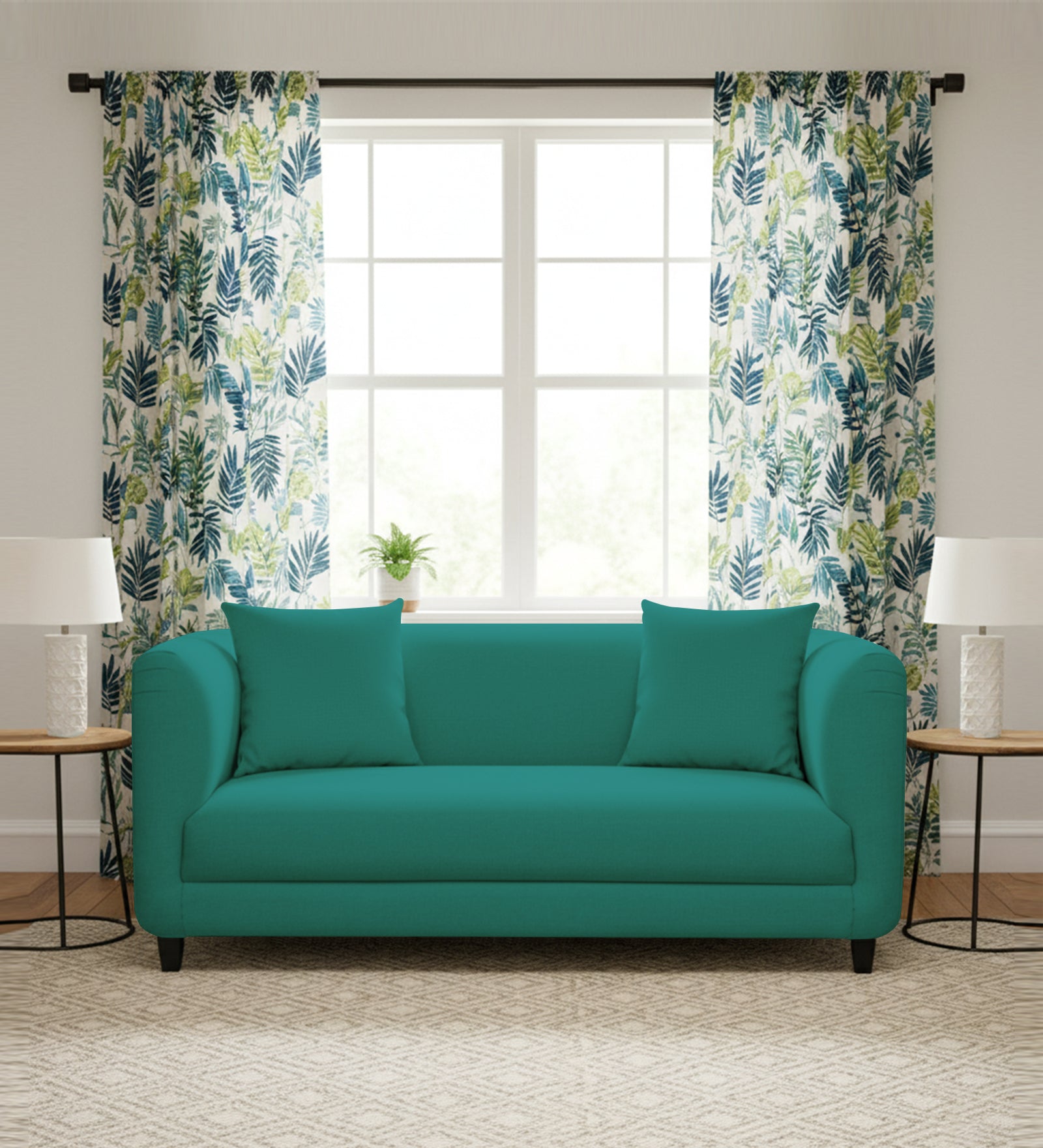 Niki Fabric 2 Seater Sofa In Sea Green Colour