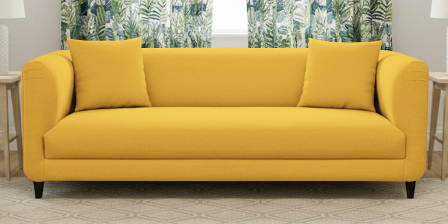 Niki Fabric 3 Seater Sofa In Bold Yellow Colour - Febonic Living