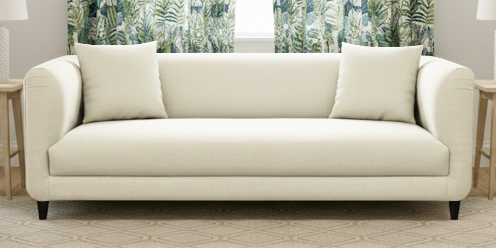 Niki Fabric 3 Seater Sofa In Ivory Cream Colour - Febonic Living