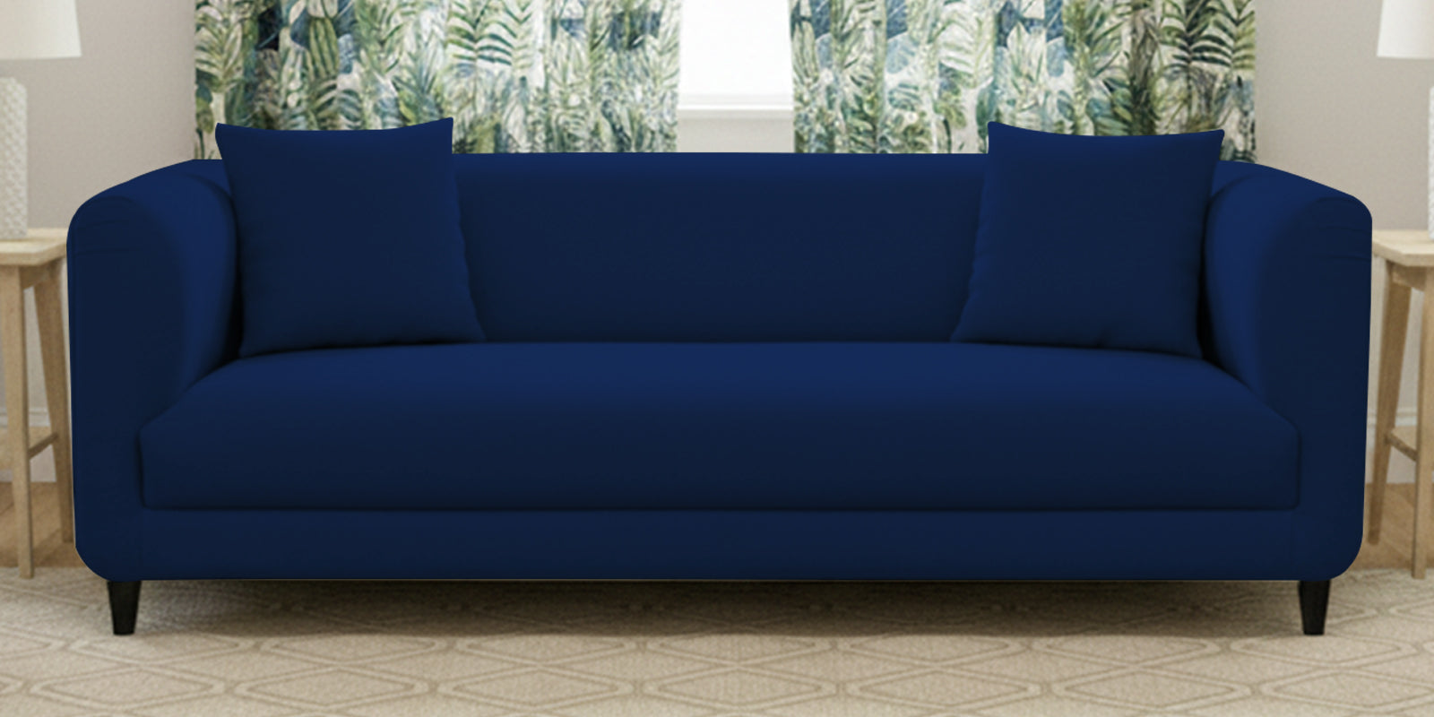 Niki Fabric 3 Seater Sofa In Royal Blue Colour - Febonic Living