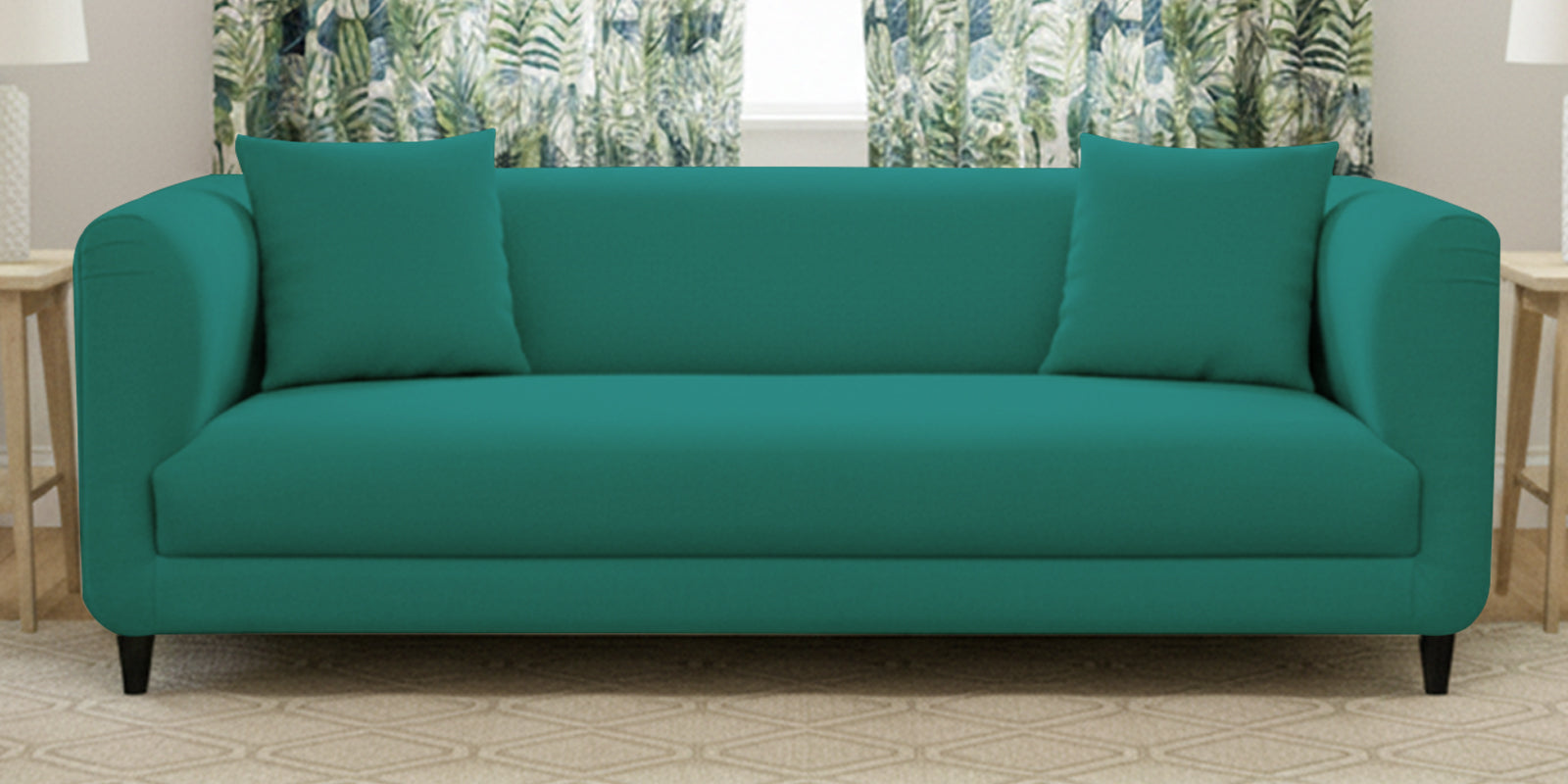Niki Fabric 3 Seater Sofa In Sea Green Colour - Febonic Living