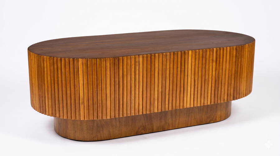 Nisa Sheesham Wood Coffee Table In Teak Finish