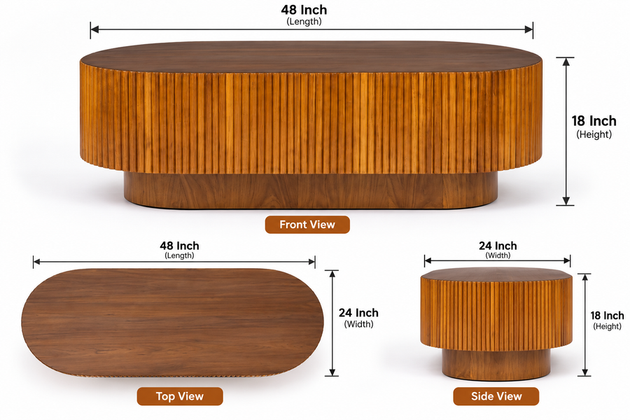 Nisa Sheesham Wood Coffee Table In Teak Finish
