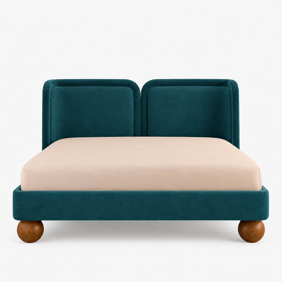 Nobella Opal Queen Size Bed - Arabian Green | Hydraulic Storage