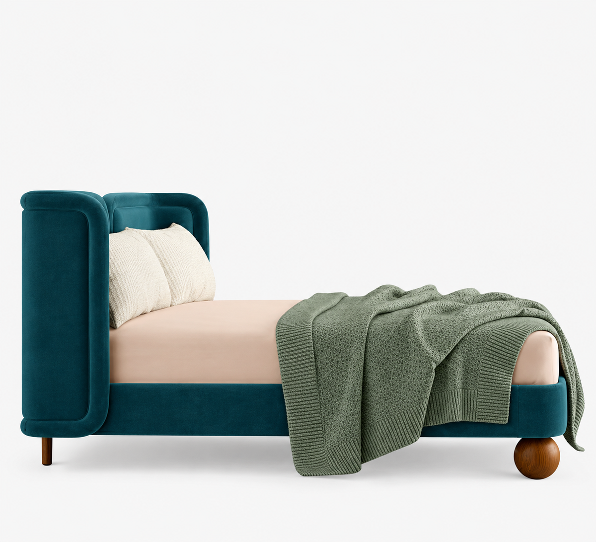 Nobella Opal Queen Size Bed - Arabian Green | Hydraulic Storage