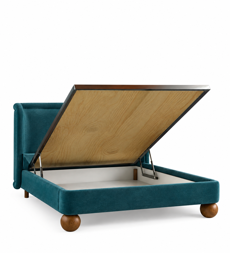 Nobella Opal Queen Size Bed - Arabian Green | Hydraulic Storage