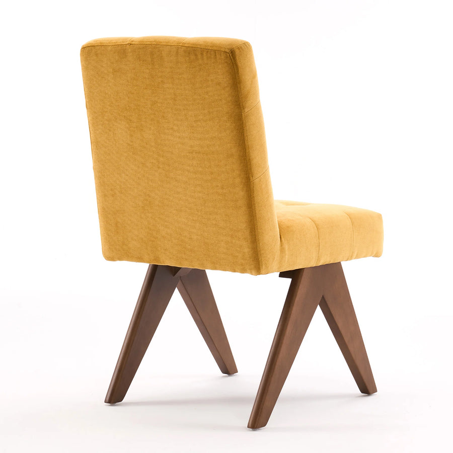 Nolen Fabric Dining Chair In Yellow Colour Set Of 4 - Febonic Living